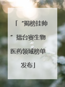 “揭榜挂帅”擂台赛生物医药领域榜单发布