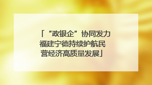 “政银企”协同发力 福建宁德持续护航民营经济高质量发展