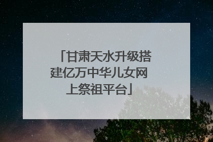 甘肃天水升级搭建亿万中华儿女网上祭祖平台