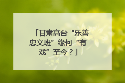 甘肃高台“乐善忠义班”缘何“有戏”至今？