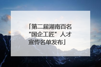 第二届湖南百名“国企工匠”人才宣传名单发布