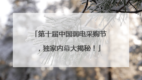 第十届中国弱电采购节，独家内幕大揭秘！