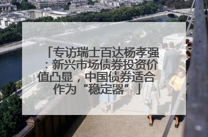 专访瑞士百达杨孝强：新兴市场债券投资价值凸显，中国债券适合作为“稳定器”