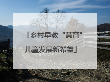乡村早教“慧育”儿童发展新希望