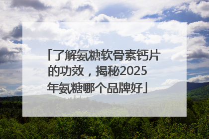 了解氨糖软骨素钙片的功效，揭秘2025年氨糖哪个品牌好