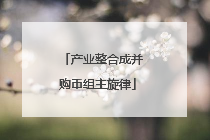 产业整合成并购重组主旋律