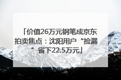 价值26万元钢笔成京东拍卖焦点：沈阳用户“捡漏”省下22.5万元