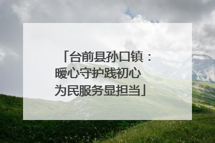 台前县孙口镇：暖心守护践初心 为民服务显担当