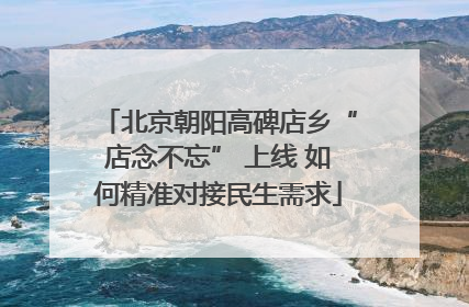 北京朝阳高碑店乡“店念不忘” 上线 如何精准对接民生需求