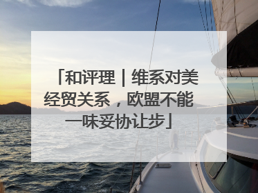 和评理｜维系对美经贸关系，欧盟不能一味妥协让步