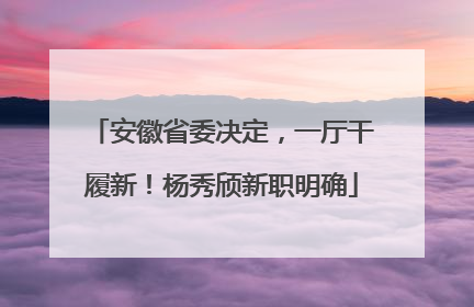 安徽省委决定，一厅干履新！杨秀颀新职明确