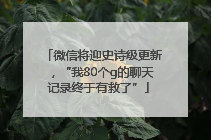 微信将迎史诗级更新，“我80个g的聊天记录终于有救了”