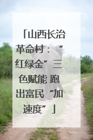 山西长治革命村：“红绿金”三色赋能 跑出富民“加速度”