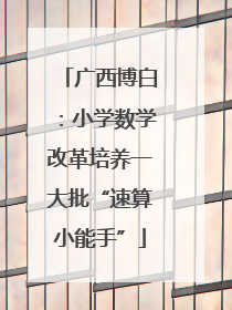 广西博白：小学数学改革培养一大批“速算小能手”