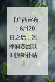广西宣布：6月20日之后，暂停消费品以旧换新补贴