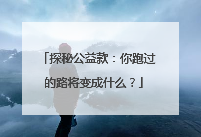 探秘公益款：你跑过的路将变成什么？