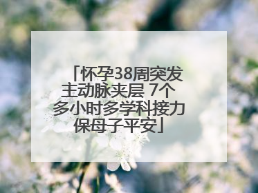 怀孕38周突发主动脉夹层 7个多小时多学科接力保母子平安