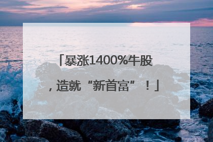 暴涨1400%牛股，造就“新首富”！