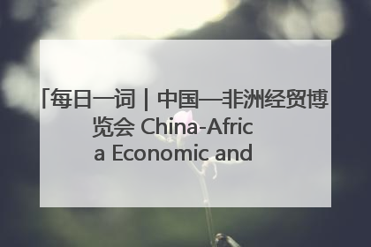 每日一词｜中国—非洲经贸博览会 China-Africa Economic and Trade Expo