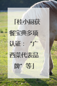 桂小厨获餐宝典多项认证：“广西菜代表品牌”等