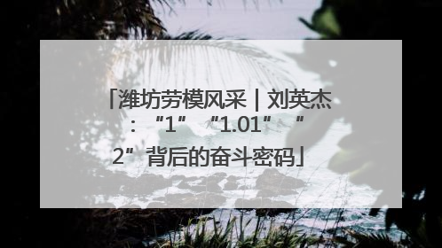 潍坊劳模风采｜刘英杰：“1”“1.01”“2”背后的奋斗密码