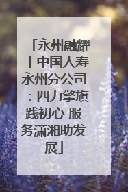 永州融耀丨中国人寿永州分公司：四力擎旗践初心 服务潇湘助发展