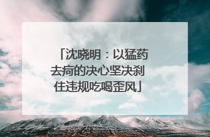 沈晓明：以猛药去疴的决心坚决刹住违规吃喝歪风