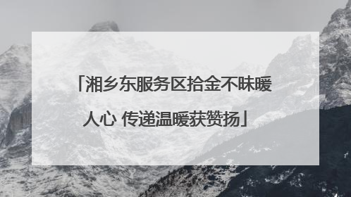 湘乡东服务区拾金不昧暖人心 传递温暖获赞扬