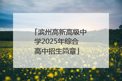 滨州高新高级中学2025年综合高中招生简章