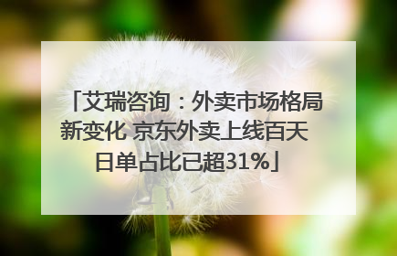 艾瑞咨询：外卖市场格局新变化 京东外卖上线百天日单占比已超31%
