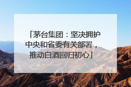 茅台集团：坚决拥护中央和省委有关部署，推动白酒回归初心