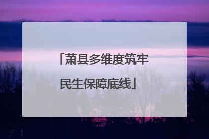 萧县多维度筑牢民生保障底线
