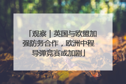观察｜英国与欧盟加强防务合作，欧洲中程导弹竞赛或加剧