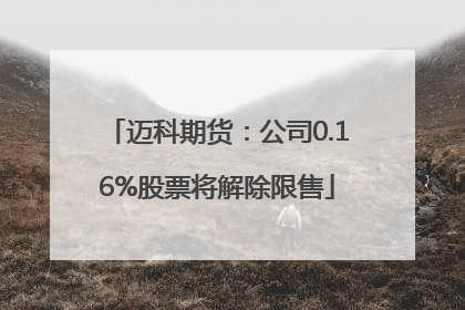 迈科期货：公司0.16%股票将解除限售