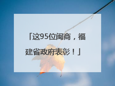 这95位闽商，福建省政府表彰！