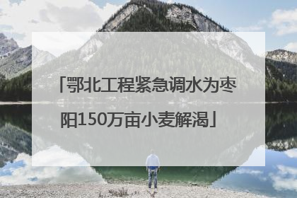 鄂北工程紧急调水为枣阳150万亩小麦解渴