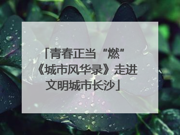青春正当“燃” 《城市风华录》走进文明城市长沙