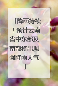 降雨持续！预计云南省中东部及南部将出现强降雨天气