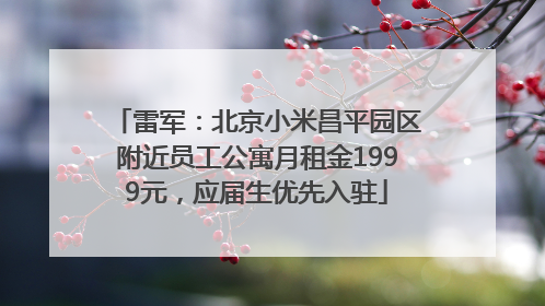雷军：北京小米昌平园区附近员工公寓月租金1999元，应届生优先入驻