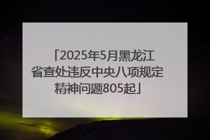 2025年5月黑龙江省查处违反中央八项规定精神问题805起
